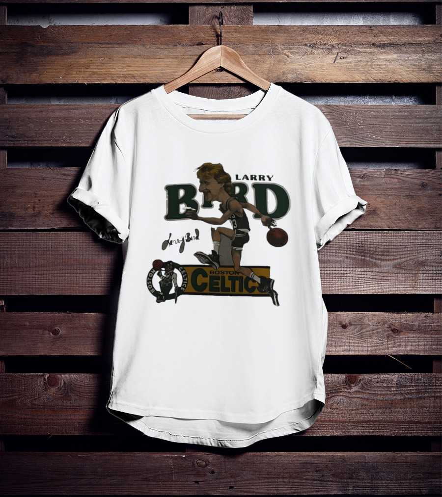 Larry Bird Boston Celtics Caricature Basketball Legends T-Shirt