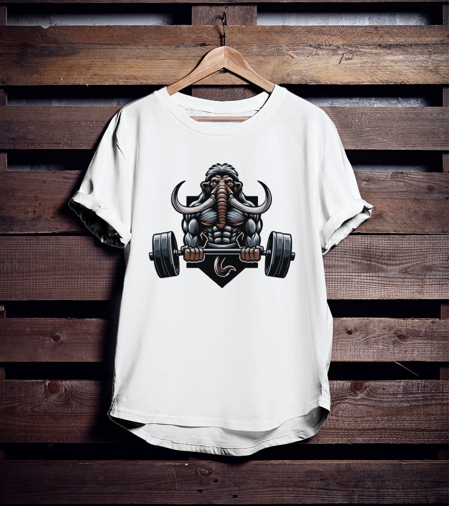 Elephant Weight Lifting Body Builder Mammoth Muscles Strength Fitness T-Shirt