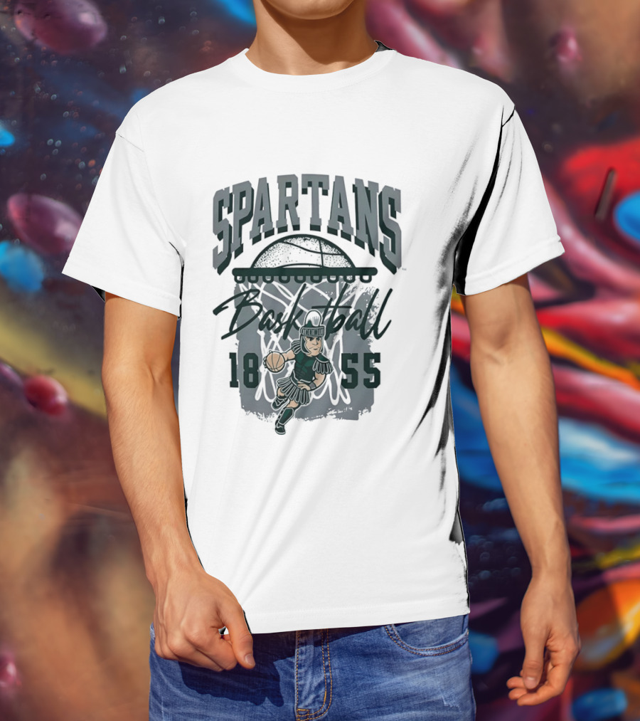 Spartans Basketball 1855 Character Slam Dunk T-Shirt