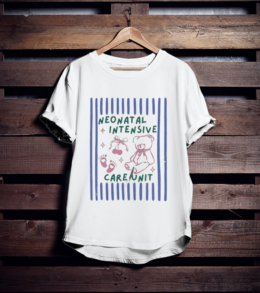 Neonatal Intensive Care Unit Pink Bear And Cherry T-Shirt