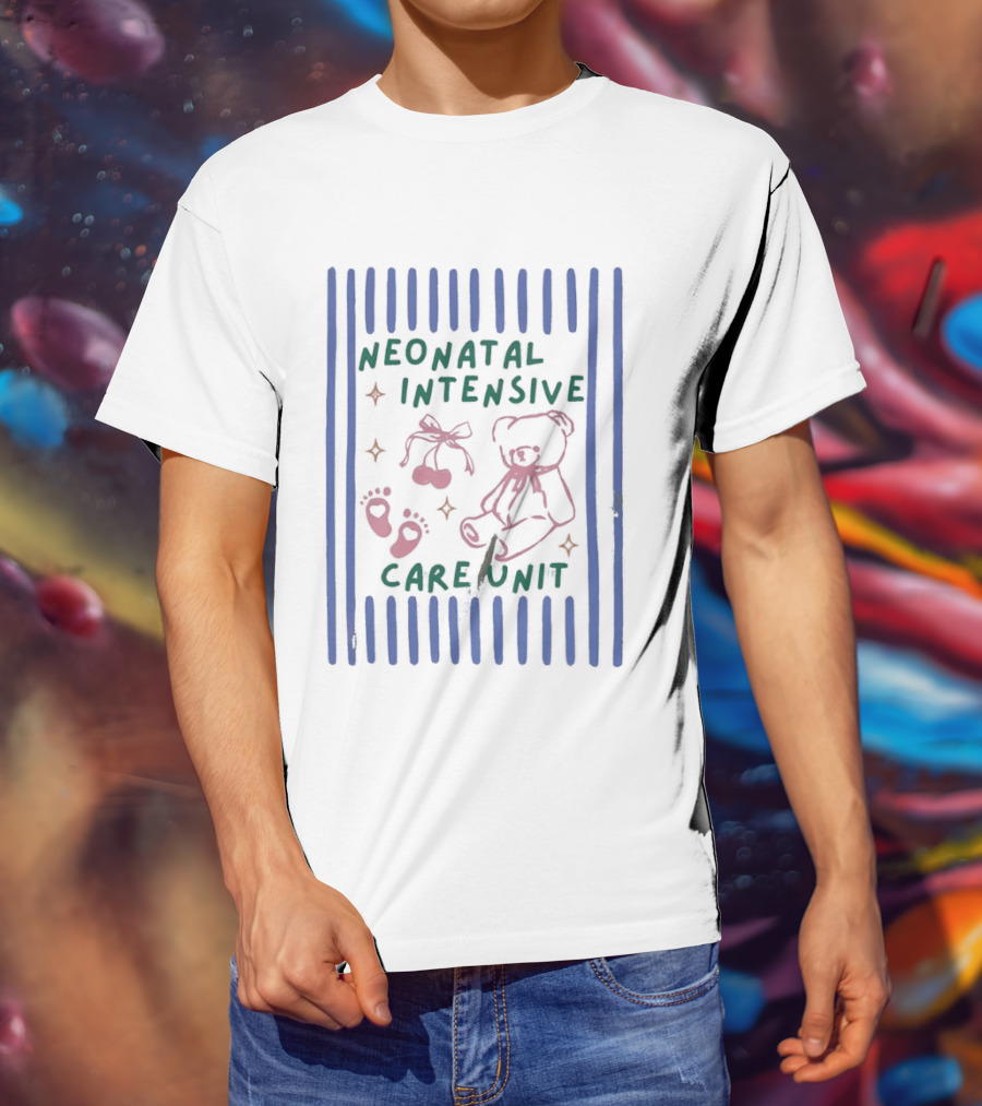 Neonatal Intensive Care Unit Pink Bear And Cherry T-Shirt