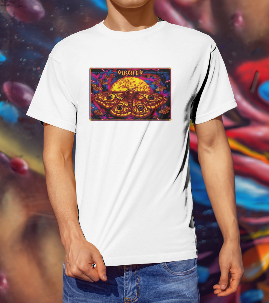 Puscifer Boston MA April 4 2026 Wang Theatre Neon Moth T-Shirt