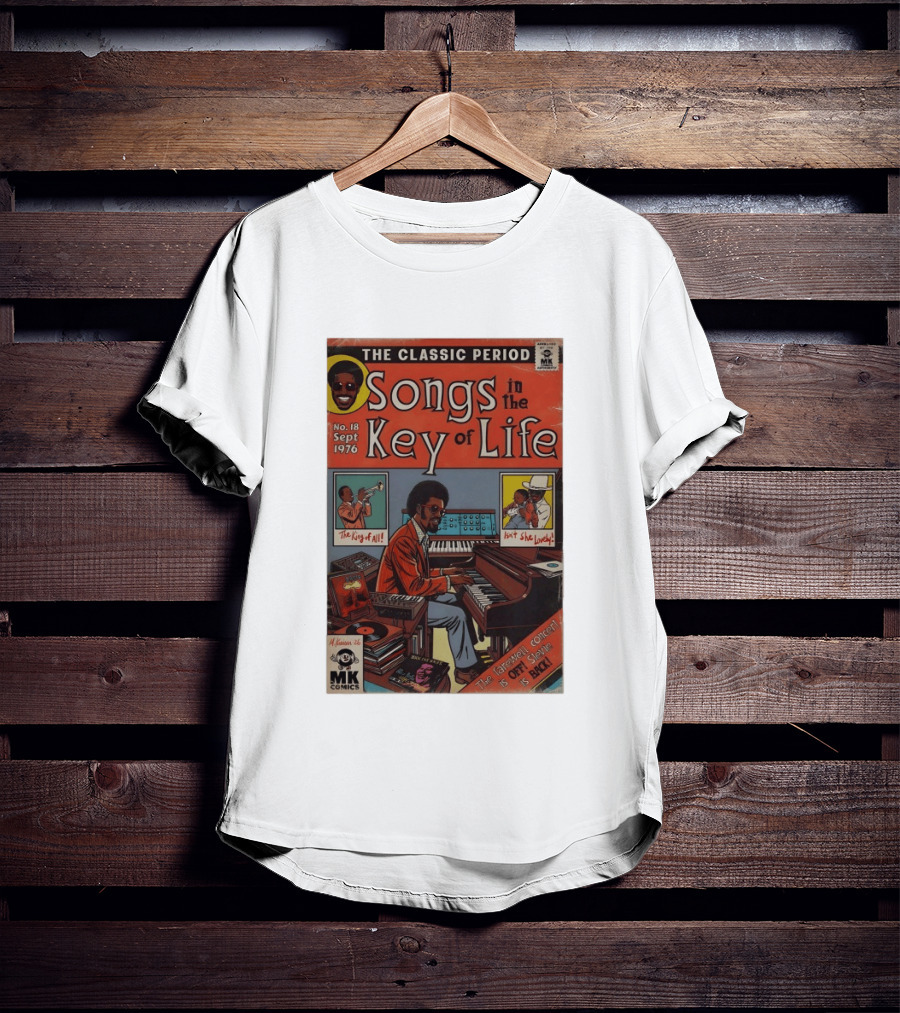 The Classic Period Songs In The Key Of Life Sept 1976 Comic Style Music Legend Iconography T-Shirt