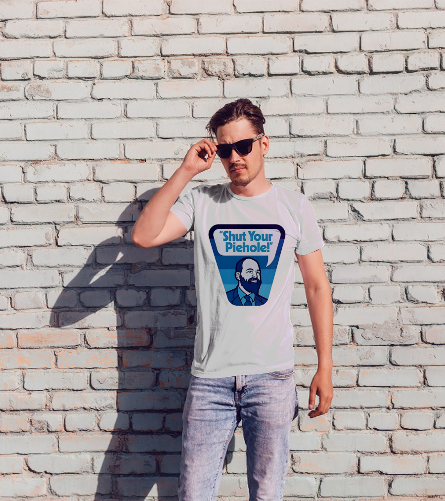 Shut Your Piehole Speech Bubble Blue Suit Beard T-Shirt