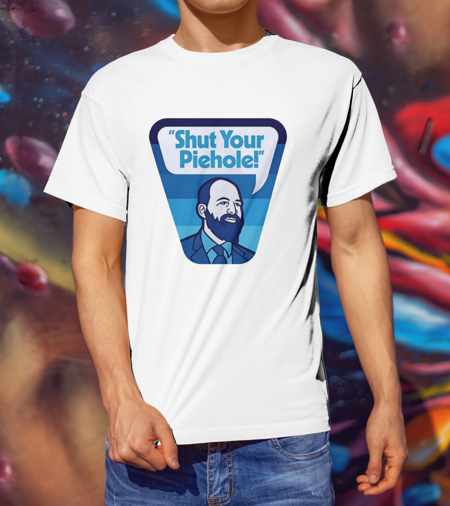 Shut Your Piehole Speech Bubble Blue Suit Beard T-Shirt