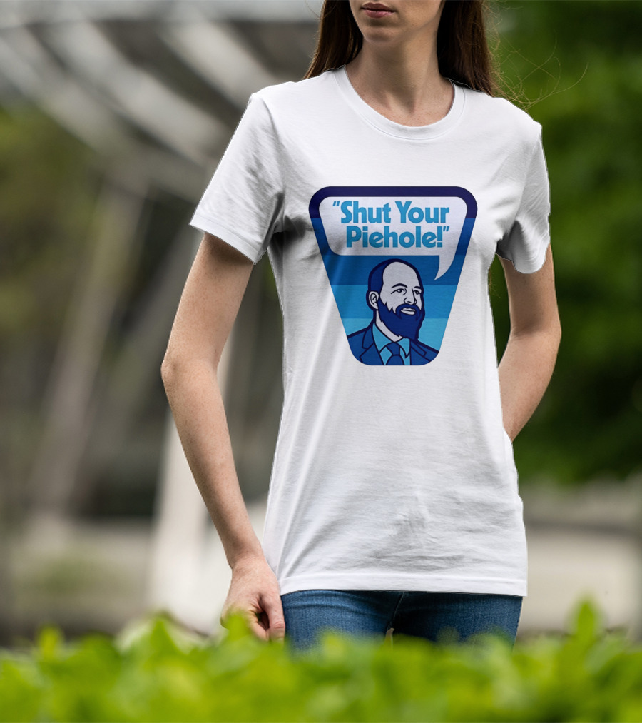 Shut Your Piehole Speech Bubble Blue Suit Beard T-Shirt