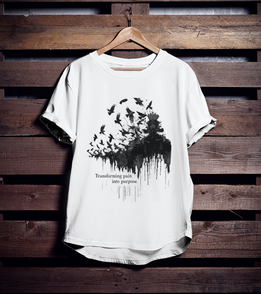 Transforming Pain Into Purpose Motivational Tree Art With Birds In Flight Symbolizing Growth And Healing T-Shirt
