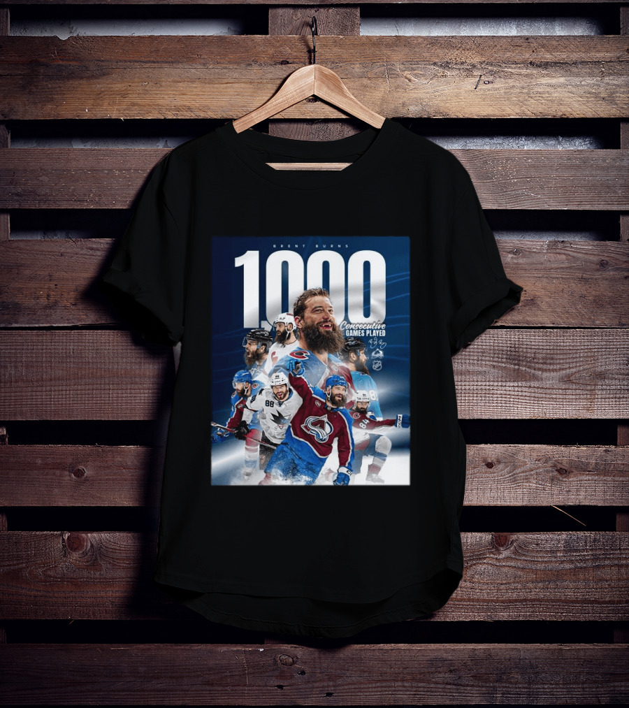 Brent Burns 1000 Consecutive NHL Games Played Colorado Avalanche San Jose Sharks T-Shirt