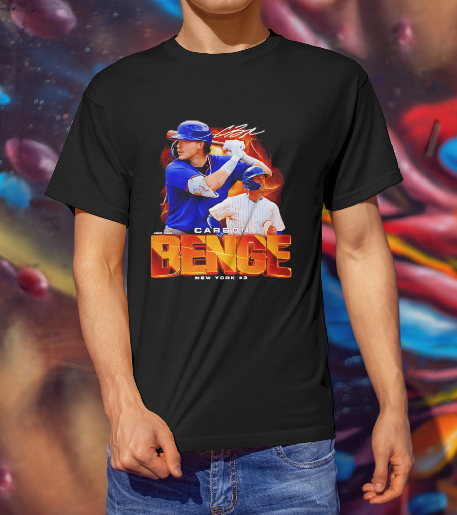 Carson Benge New York Mets NYM Baseball Collage T-Shirt