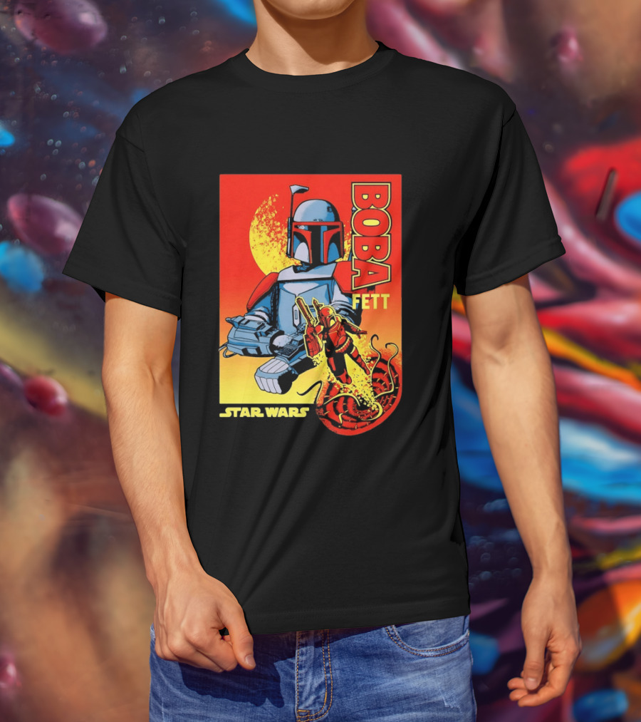 Star Wars Boba Fett Sarlacc Escape Retro Comic T-Shirt
