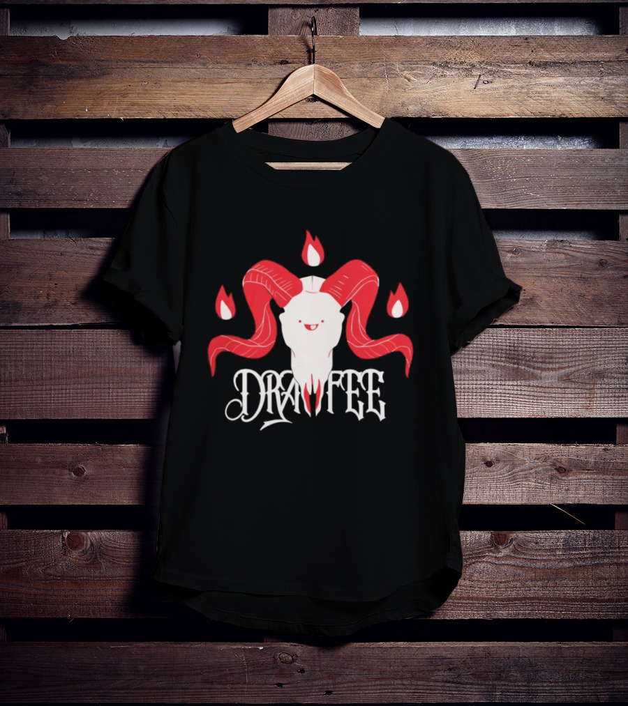 Drawfee Metal Goat Skull Flames T-Shirt