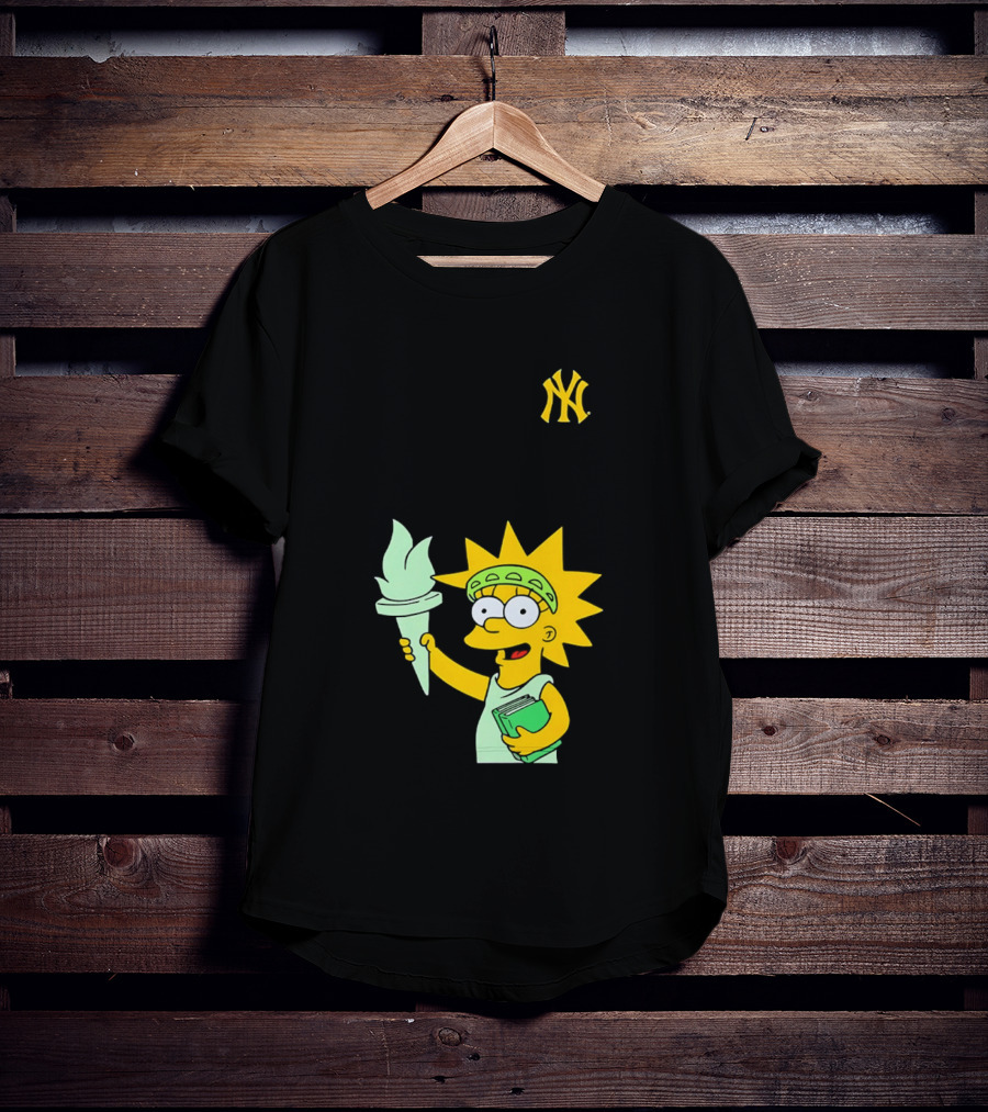 New York Yankees Simpsons Lisa Statue Of Liberty 2026 Iconic Collaboration T-Shirt