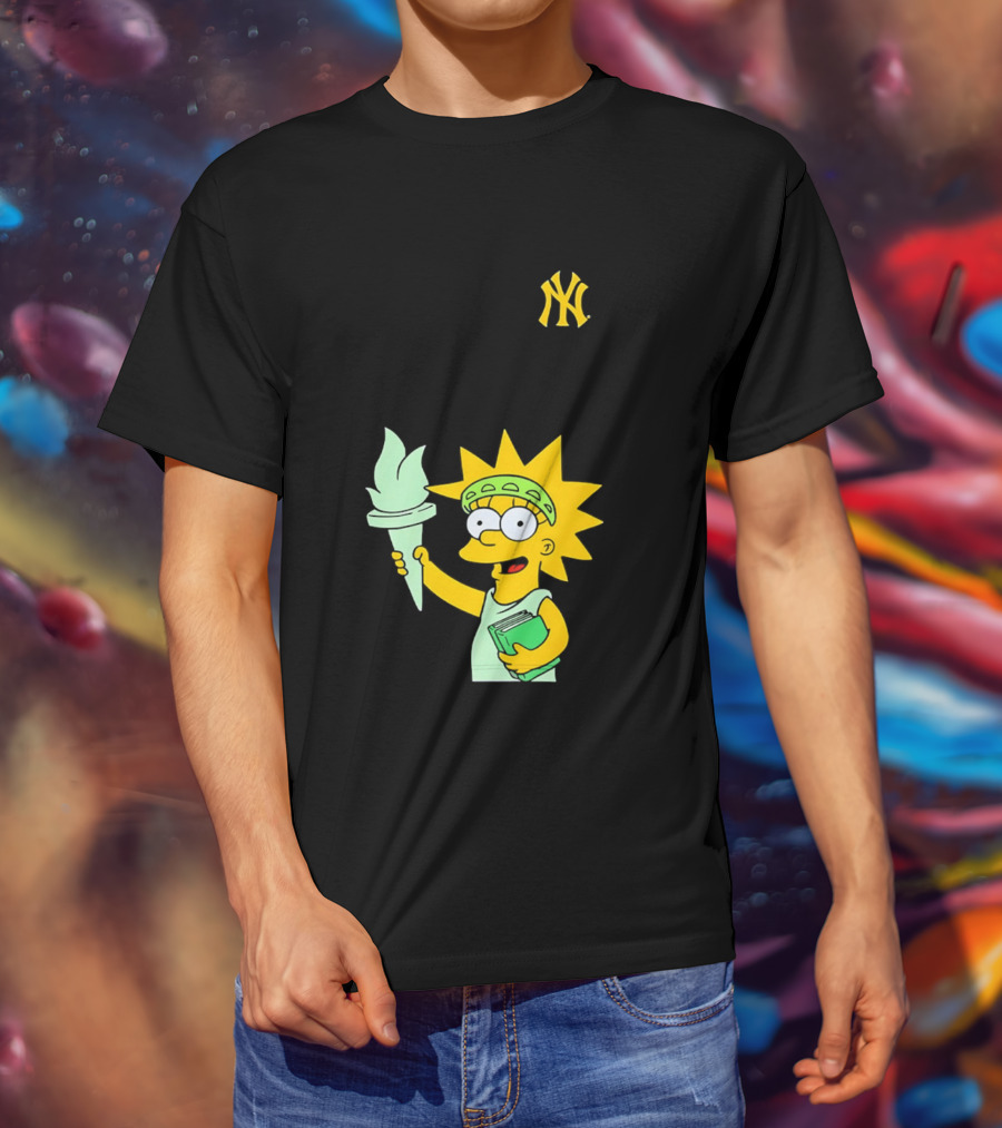 New York Yankees Simpsons Lisa Statue Of Liberty 2026 Iconic Collaboration T-Shirt