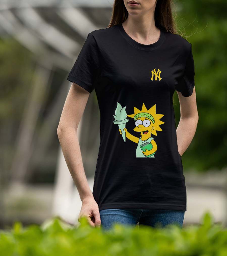 New York Yankees Simpsons Lisa Statue Of Liberty 2026 Iconic Collaboration T-Shirt