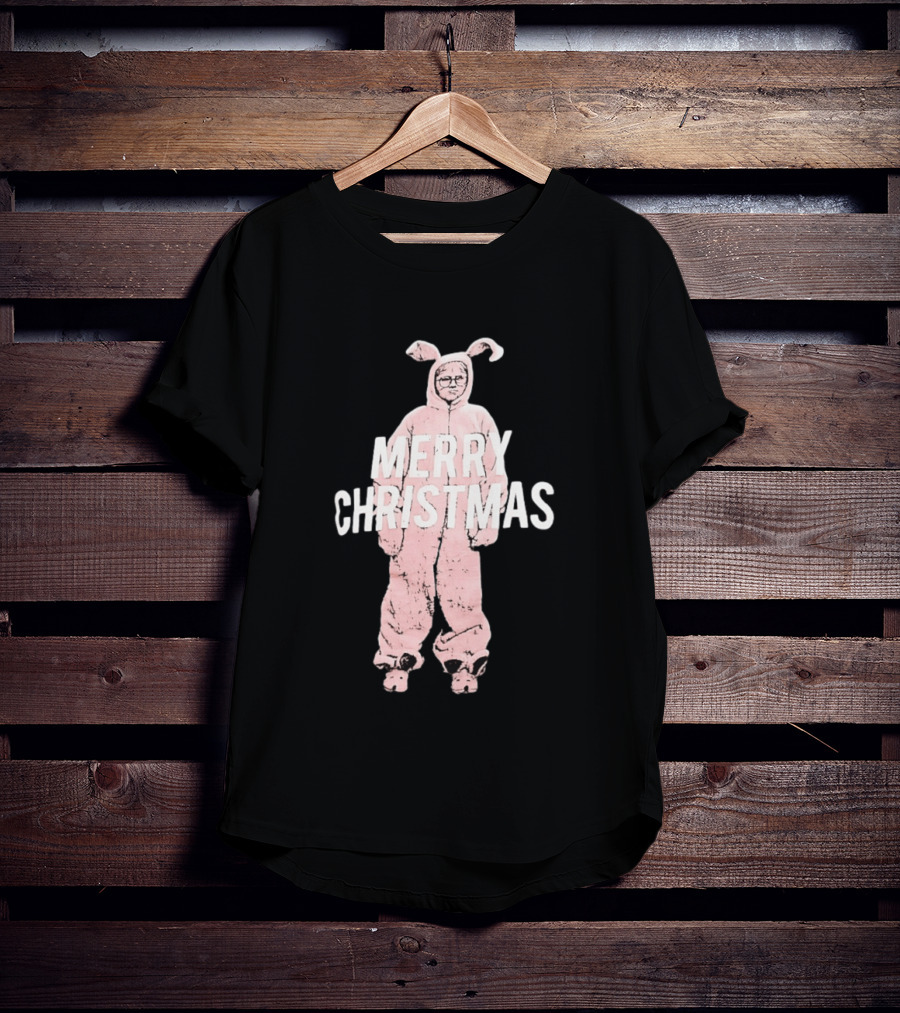 Merry Christmas Ralphie Pink Bunny Costume T-Shirt