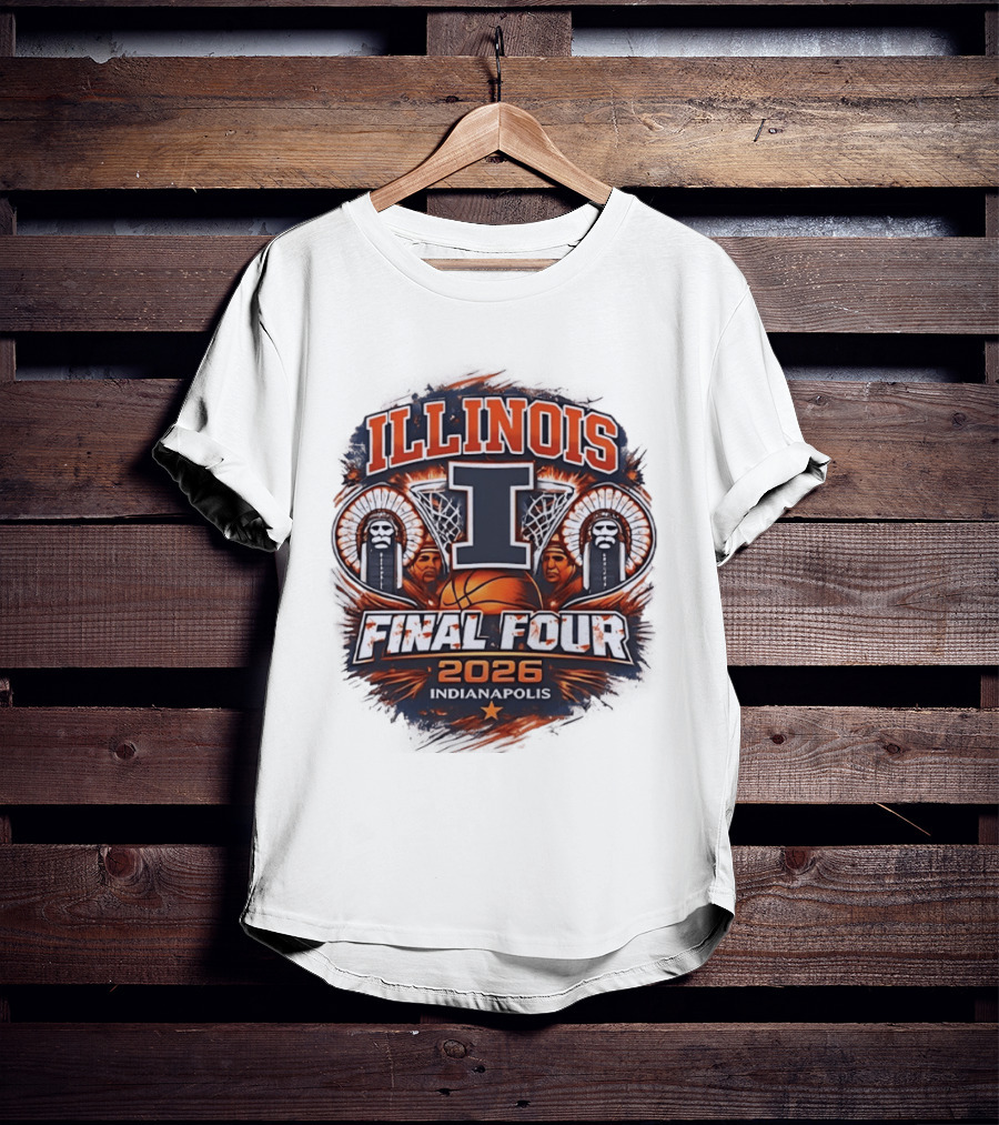 Illinois Fighting Illini Basketball Final Four 2026 Indianapolis Iconic I Logo And Native American T-Shirt