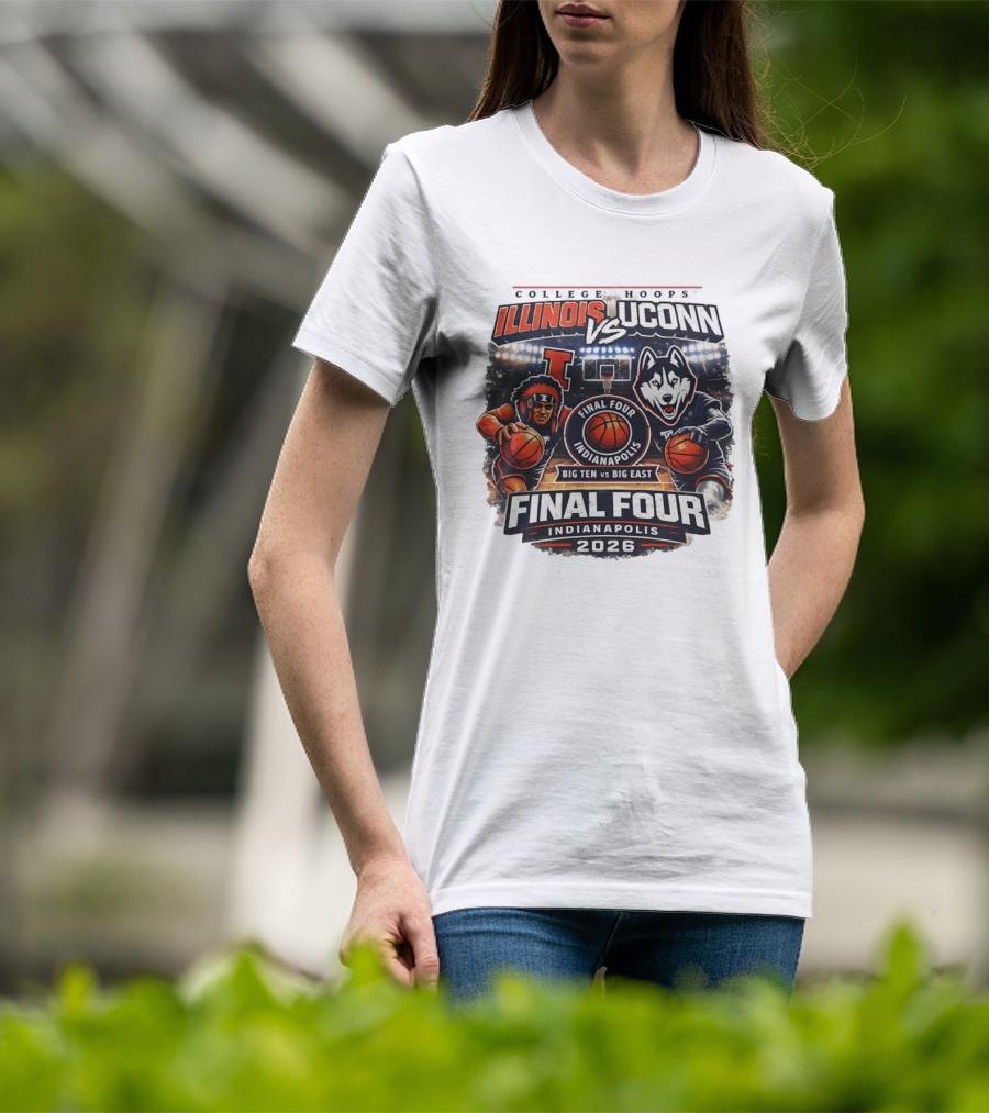 Illinois Fighting Illini Vs UConn Huskies Final Four Indianapolis 2026 Big Ten Vs Big East T-Shirt
