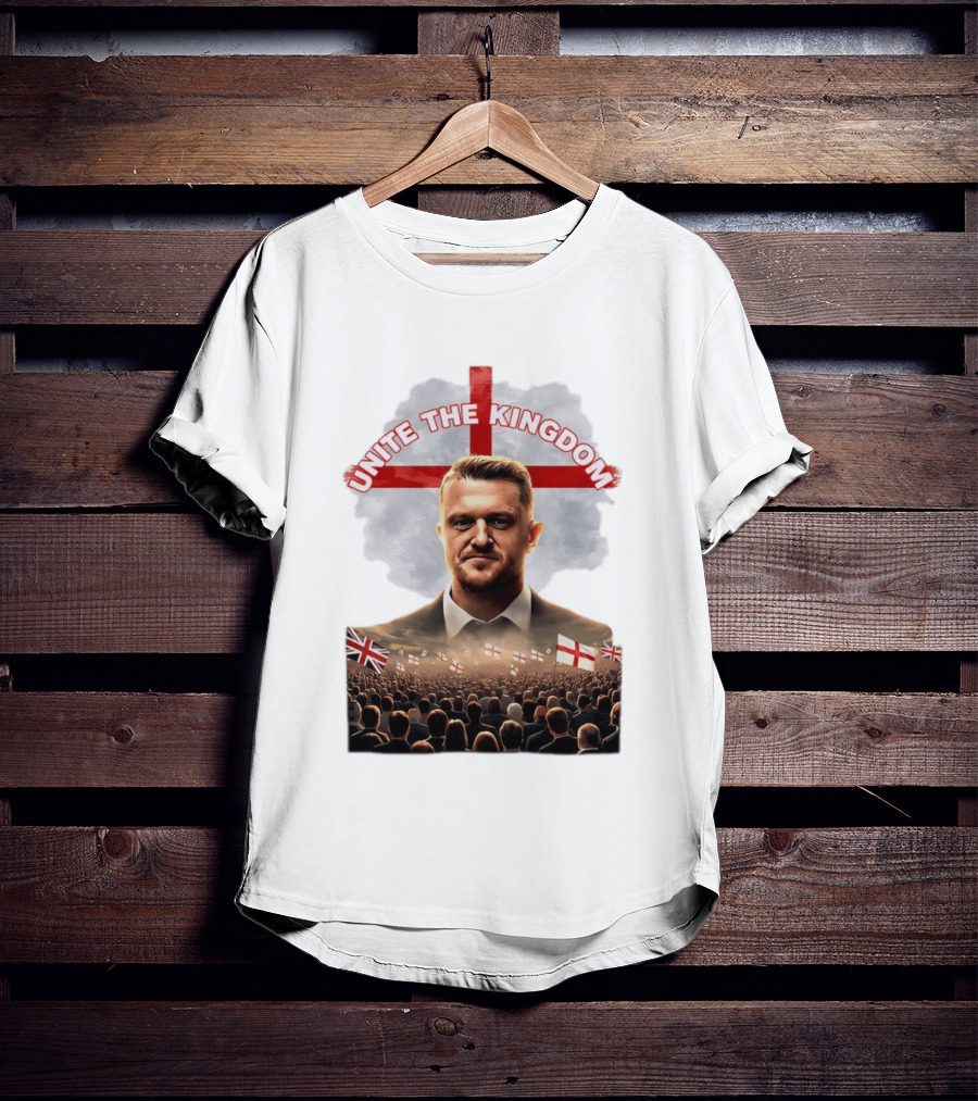 Unite The Kingdom Tommy Robinson England Flag Crowd T-Shirt