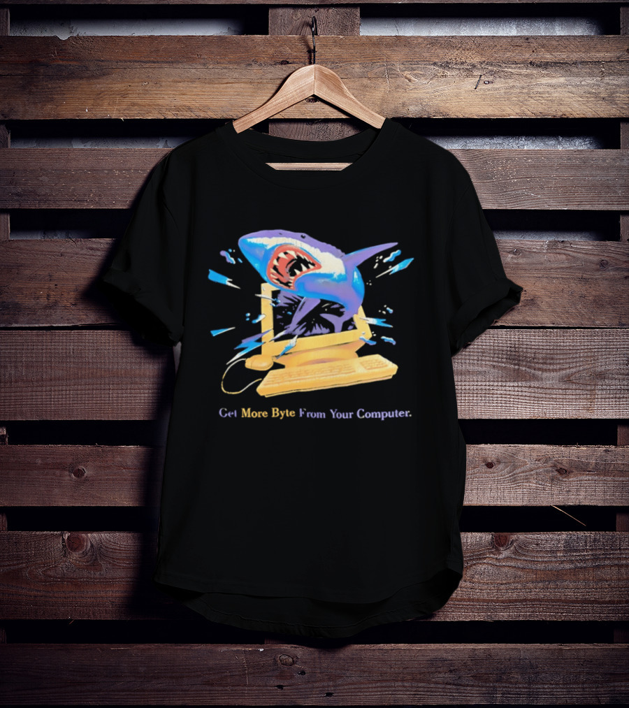 Get More Byte From Your Computer Shark Breaking Through Screen T-Shirt