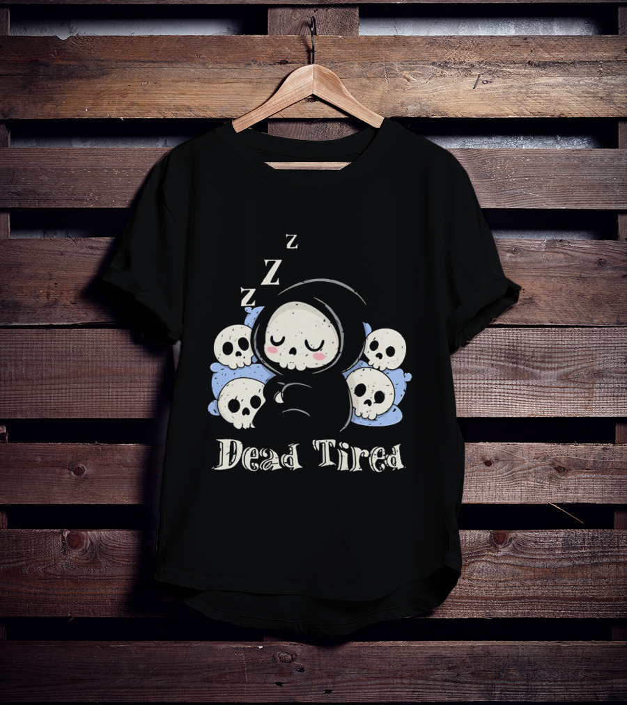 Grim Reaper Sleeping Among Skulls Dead Tired With ZZZ T-Shirt