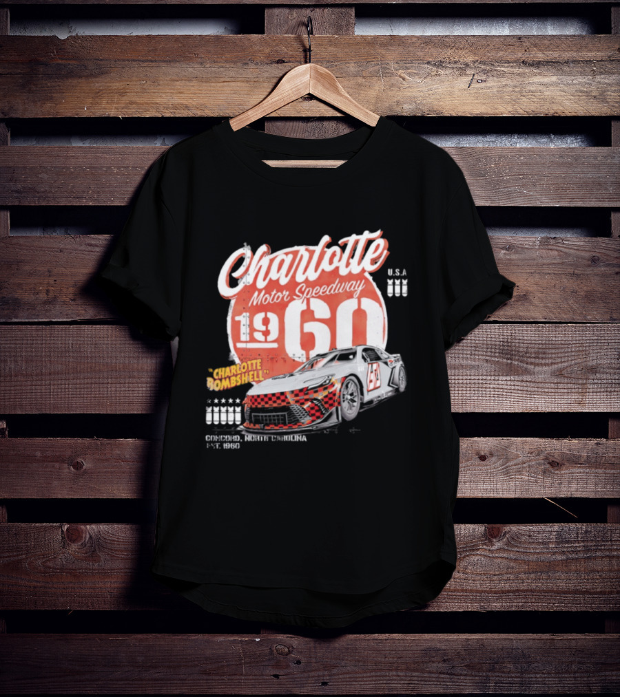 Charlotte Motor Speedway 1960 Bombshell Classic Racing USA T-Shirt