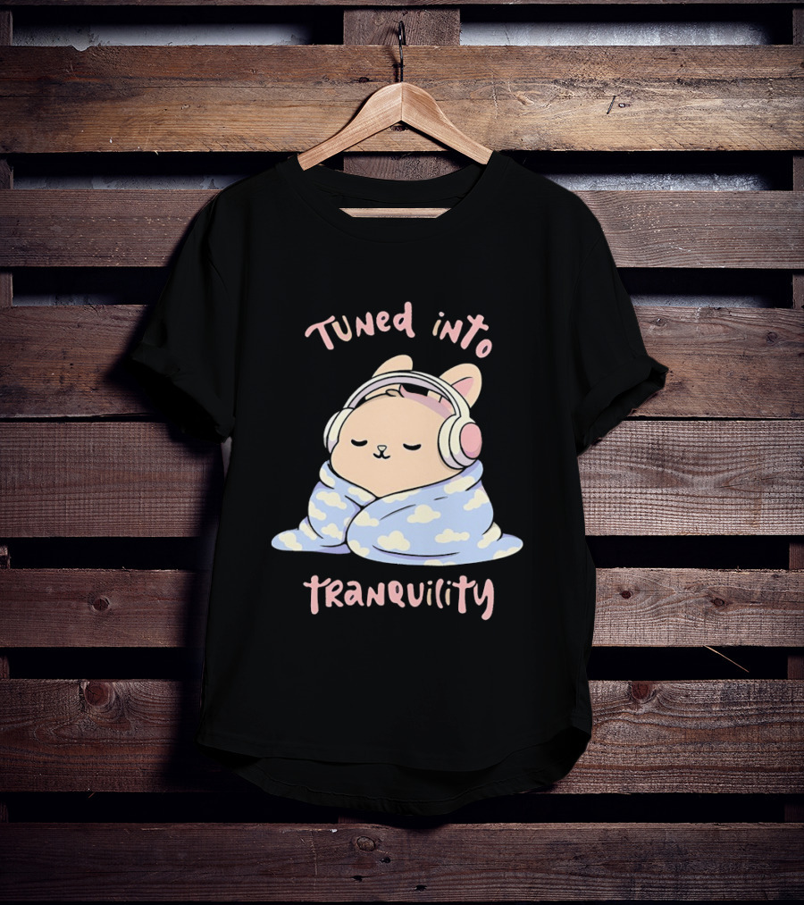 Tuned Into Tranquility Chill Bunny With Headphones T-Shirt
