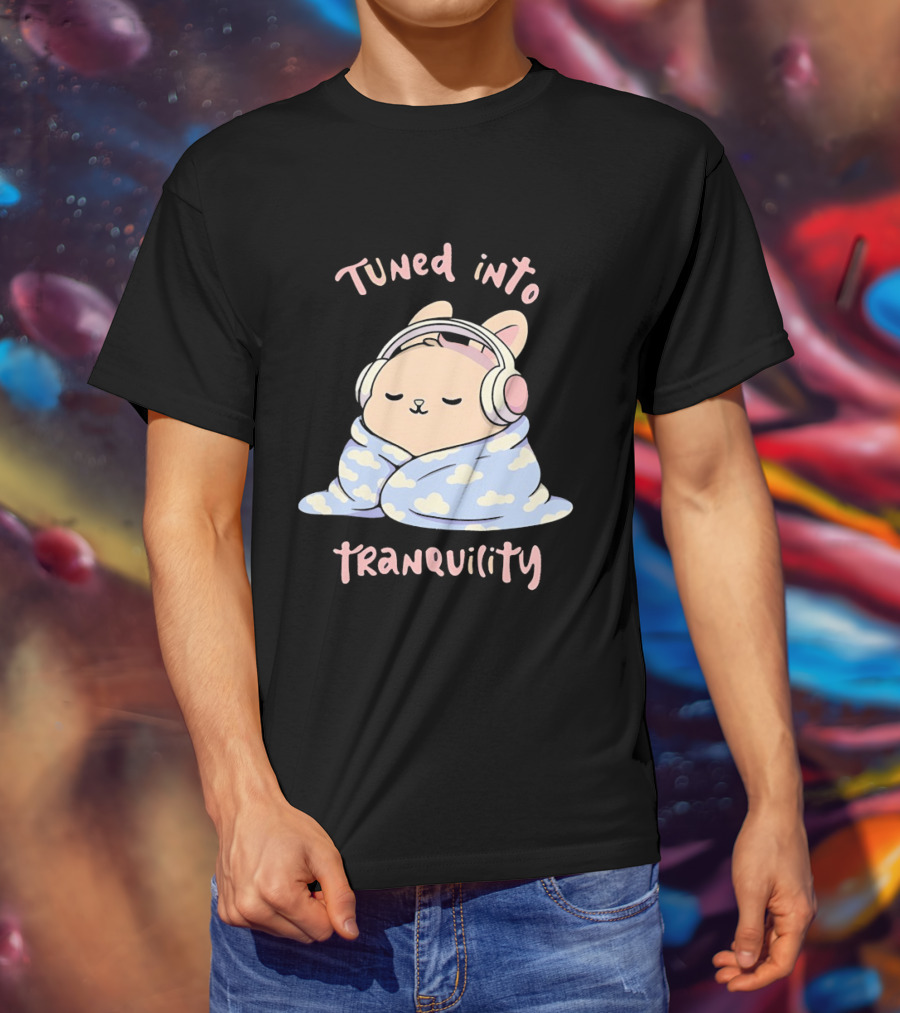 Tuned Into Tranquility Chill Bunny With Headphones T-Shirt