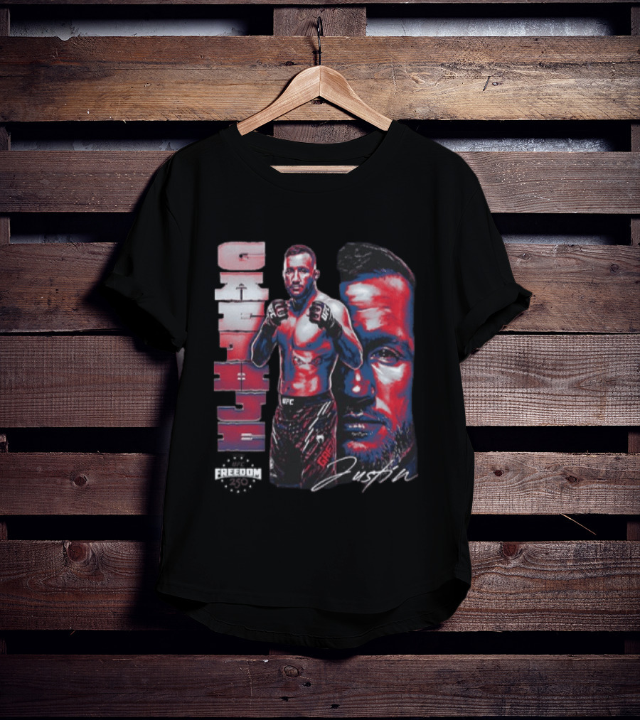 Justin Gaethje UFC Fighter Portrait And Name T-Shirt