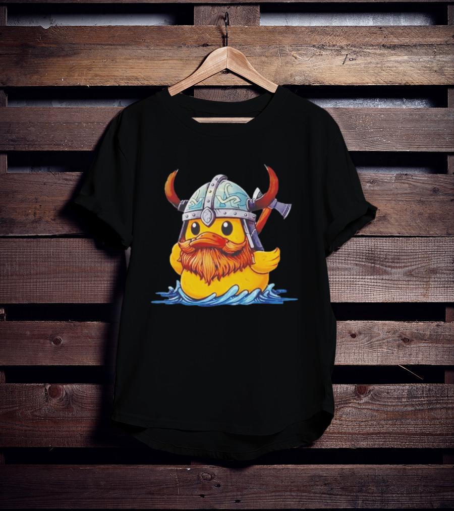 Viking Warrior Rubber Duck With Horned Helmet And Axe T-Shirt
