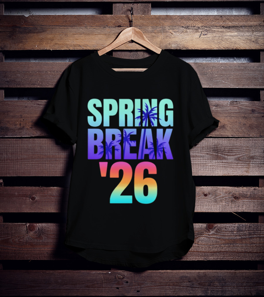 Spring Break '26 Sunset Palm Trees Ocean Vibes T-Shirt