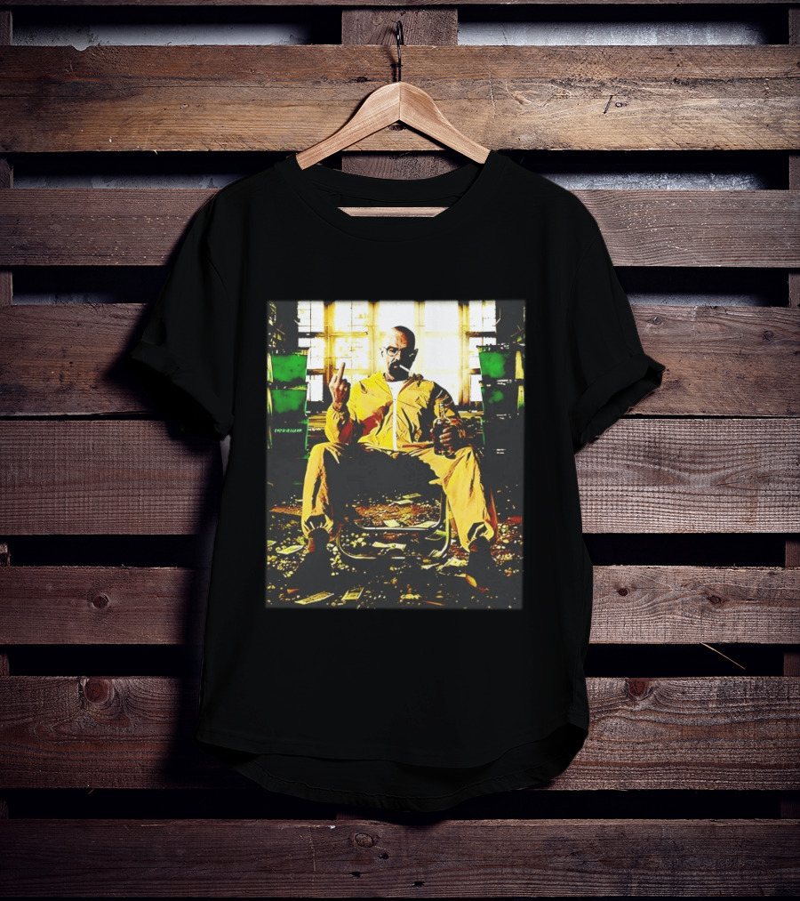 Breaking Bad Walter White Iconic Yellow Suit Middle Finger Scene T-Shirt