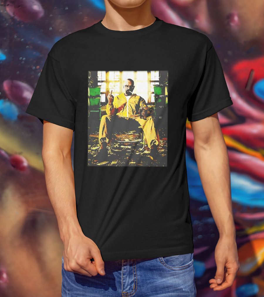 Breaking Bad Walter White Iconic Yellow Suit Middle Finger Scene T-Shirt
