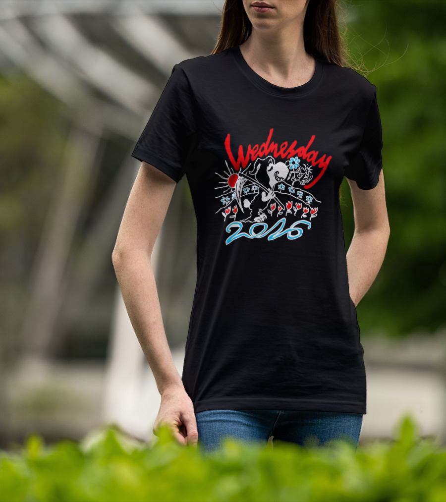 Wednesday 2026 Red Sun Blue Flowers Tour T-Shirt