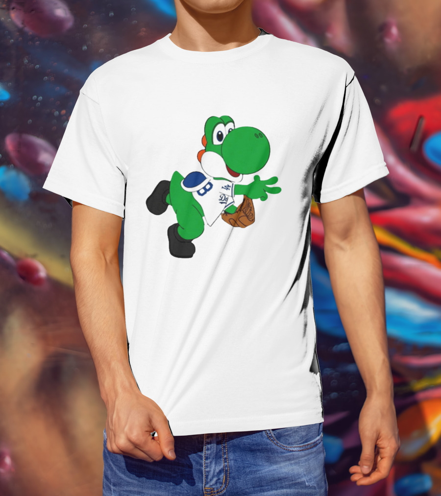 Los Angeles Dodgers Green Dinosaur Cartoon Character Toddler Staple T-Shirt