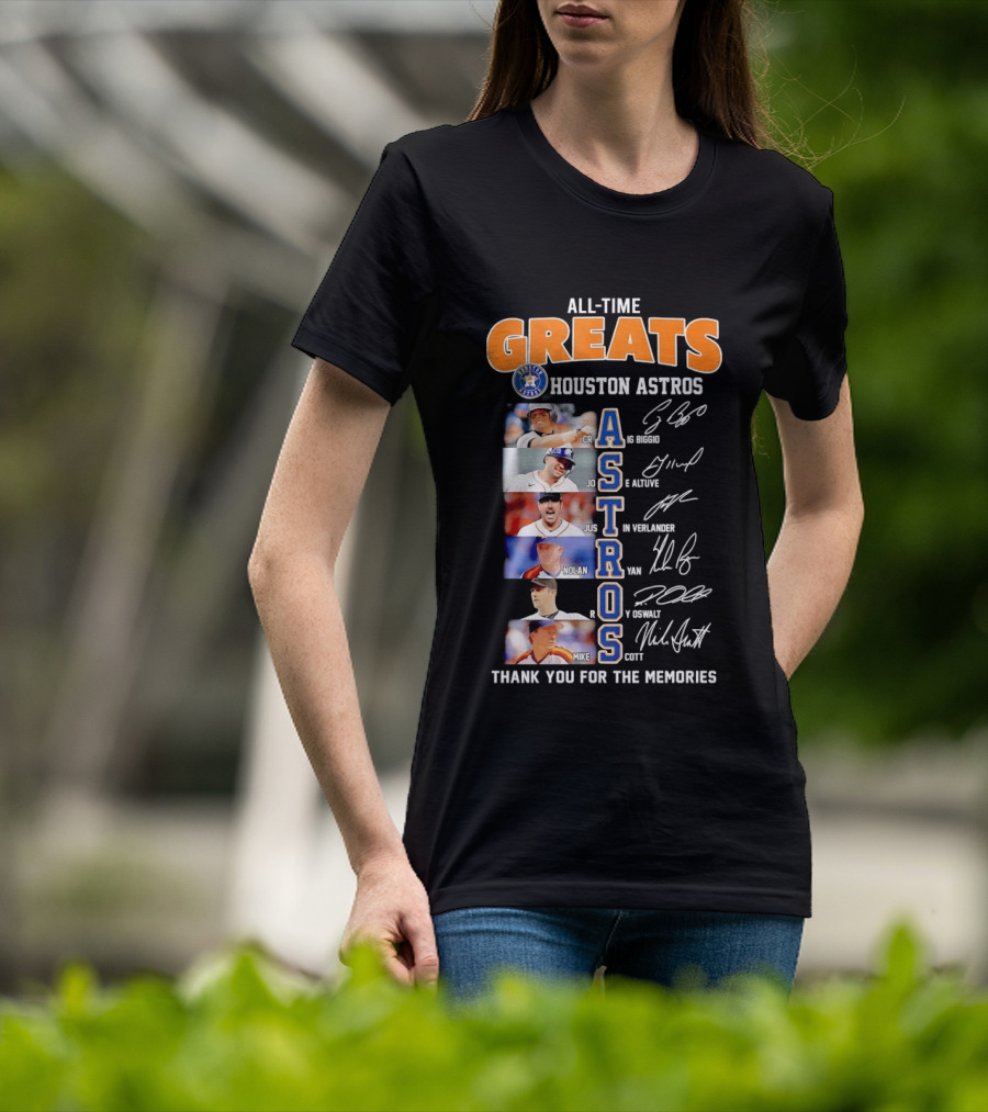 All Time Greats Houston Astros Names Signatures Thank You For The Memories T-Shirt
