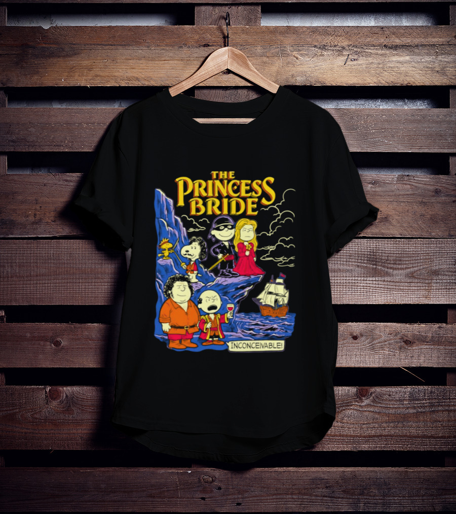 The Princess Bride Peanuts Crossover Featuring Iconic Cartoon Characters T-Shirt