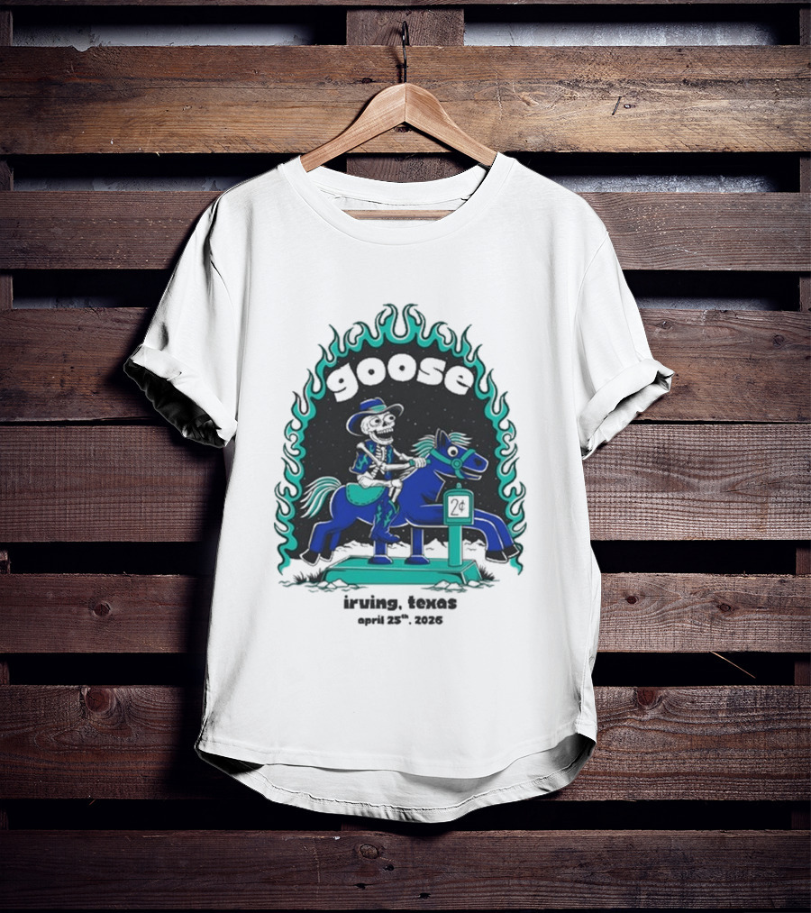 Goose Irving Texas April 25 2026 Tour Cowboy And Horse Neon Flames T-Shirt