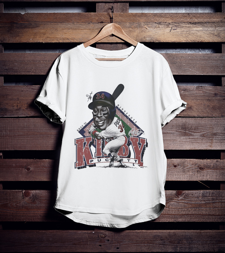 Kirby Puckett 34 Minnesota Twins Baseball Cartoon T-Shirt
