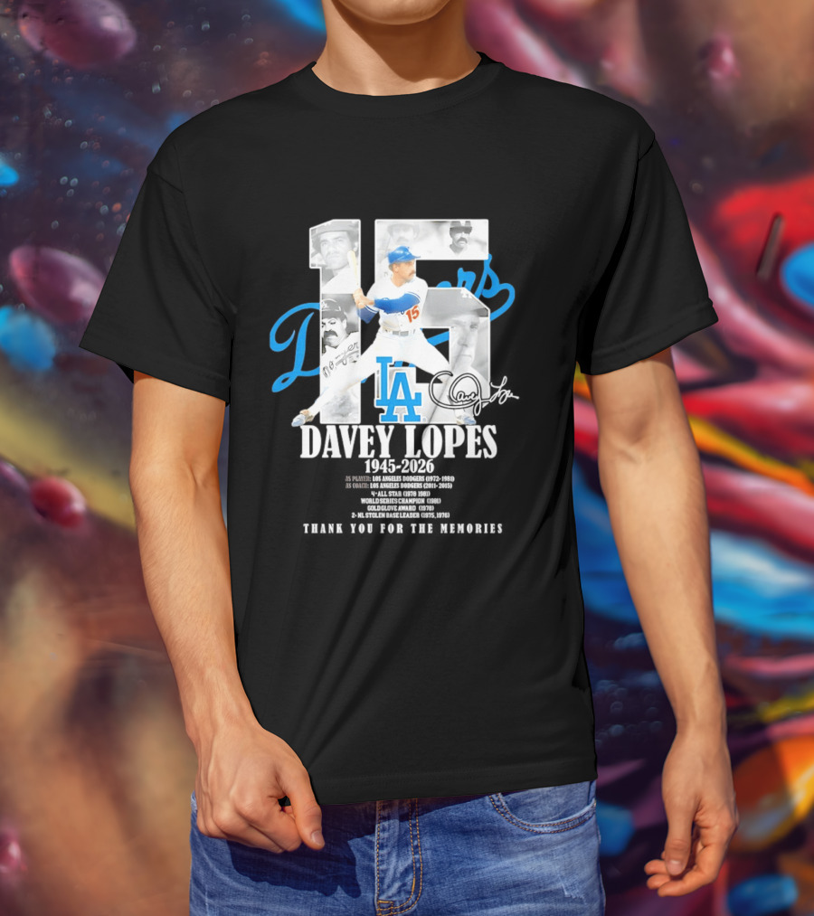Davey Lopes Los Angeles Dodgers 15 1945 2026 Thank You White Blue T-Shirt