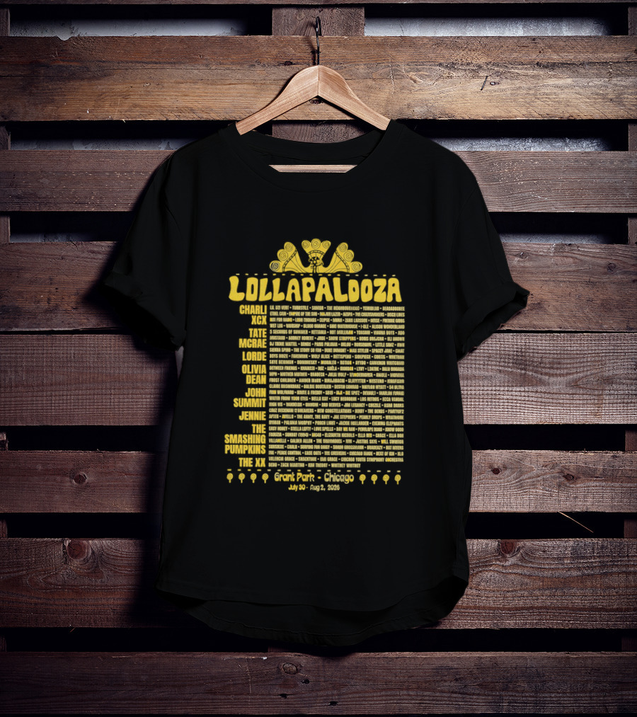 Lollapalooza 2023 Lineup Charli XCX Tate McRae Lorde Olivia Dean John Summit Jennie T-Shirt