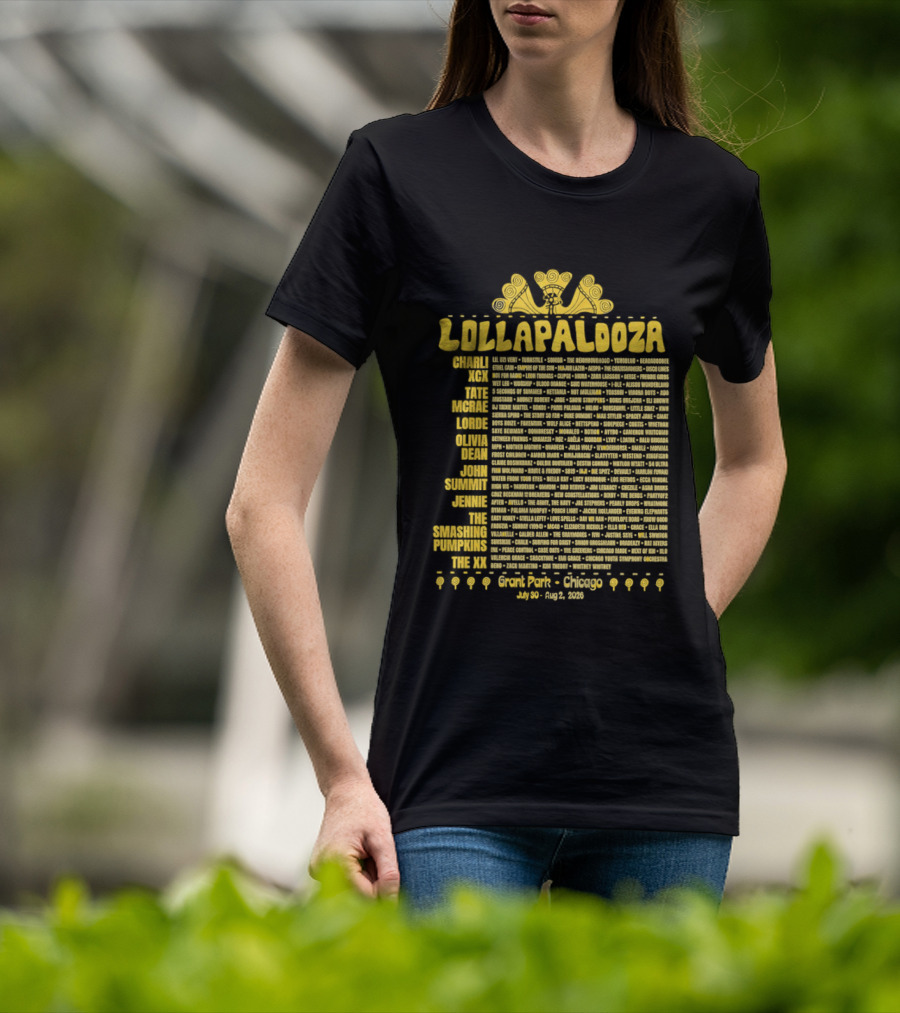 Lollapalooza 2023 Lineup Charli XCX Tate McRae Lorde Olivia Dean John Summit Jennie T-Shirt