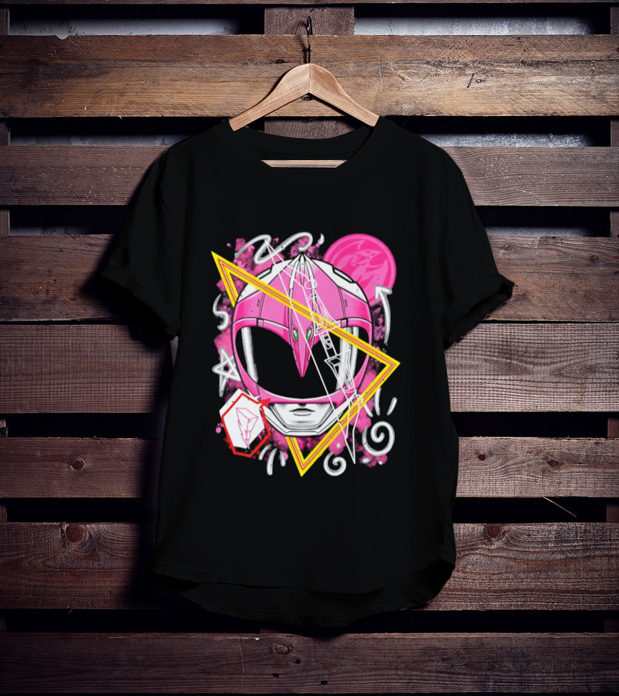 Mighty Morphin Power Rangers Pink Ranger Helmet Iconography T-Shirt