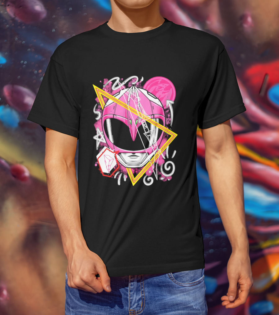 Mighty Morphin Power Rangers Pink Ranger Helmet Iconography T-Shirt