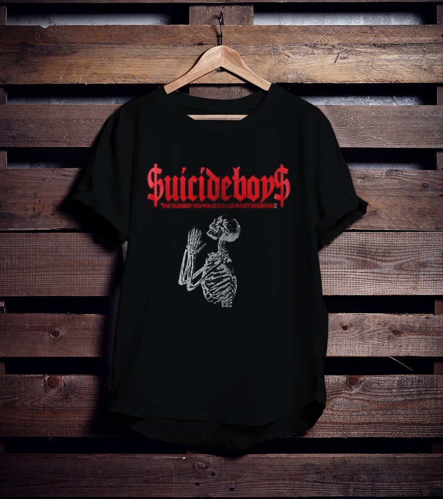 SuicideBoyS Grey Day Tour Skeleton The Number You Have Dialed Is Not In Service I Want To Die In New Orleans T-Shirt