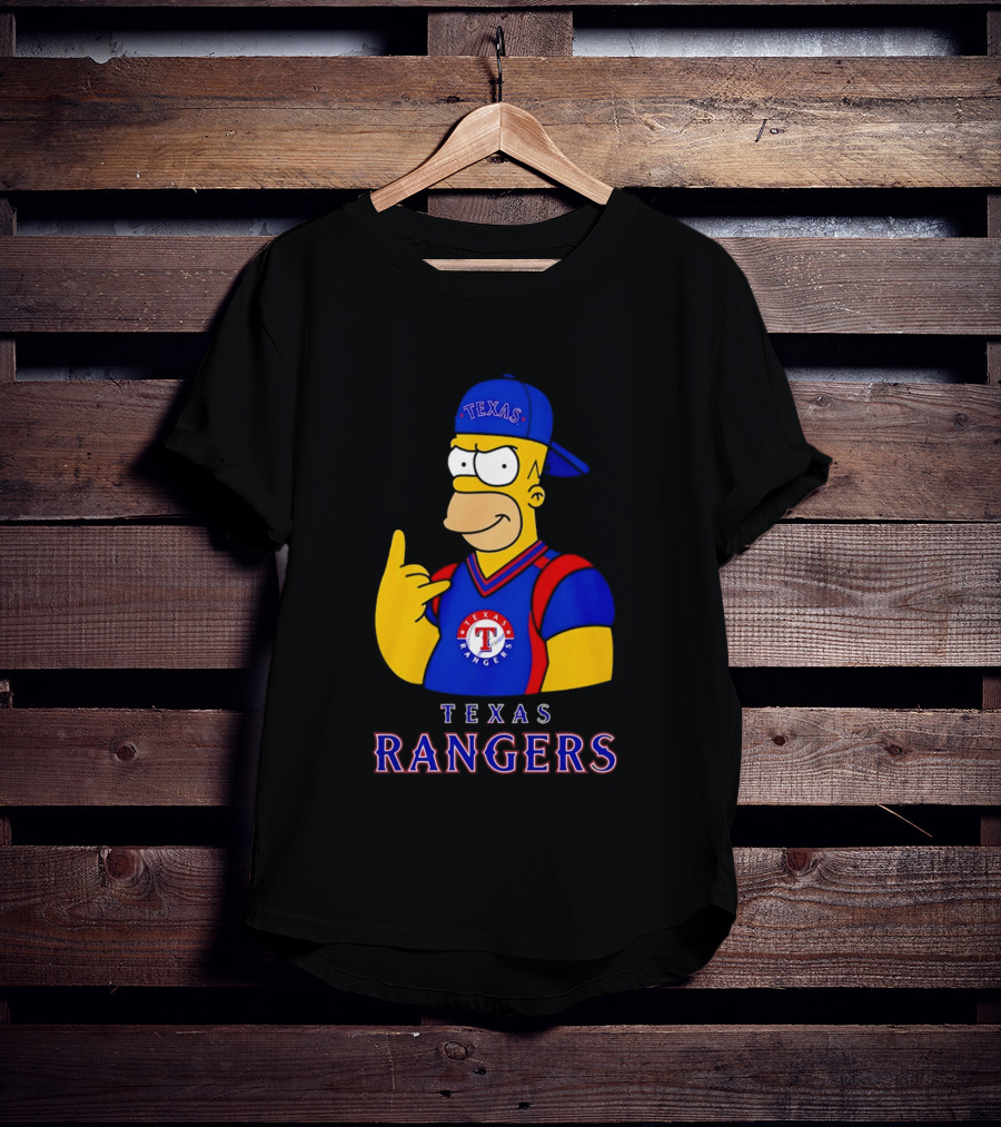 The Simpsons Texas Rangers Rock Hand Homer T-Shirt
