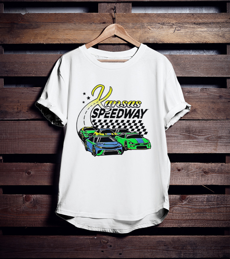 Kansas Speedway Racing Fast Cars And Checkered Flags T-Shirt