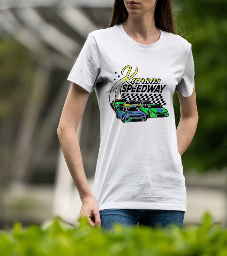 Kansas Speedway Racing Fast Cars And Checkered Flags T-Shirt