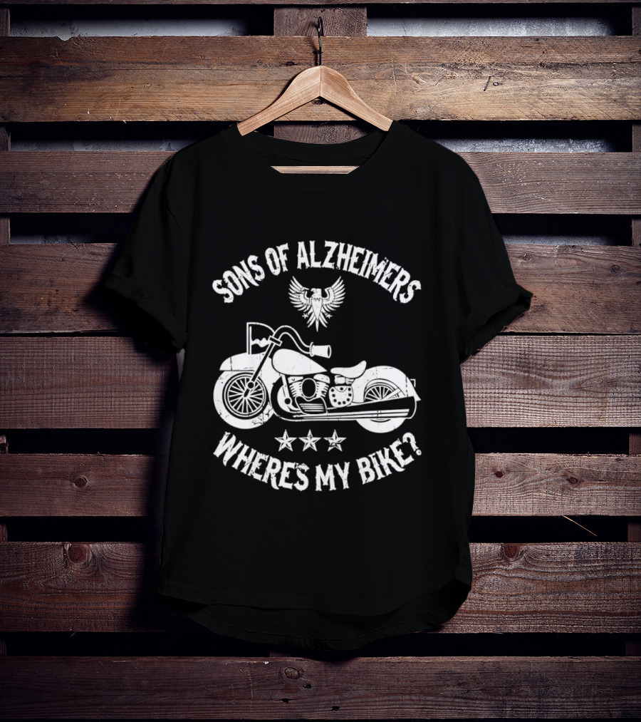 Sons Of Alzheimers Where's My Bike Classic Motorbike Eagle Stars T-Shirt