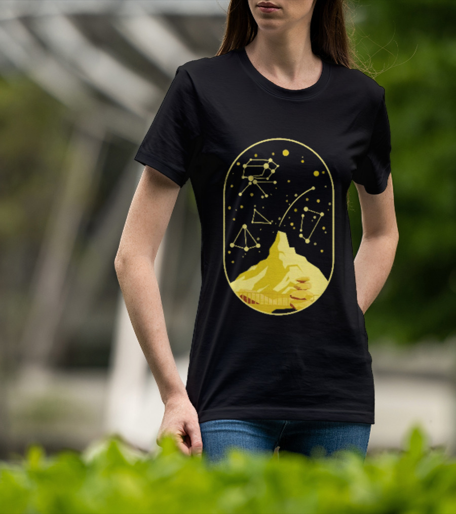 Cairn Minimalist Mountain Constellation Starry Sky T-Shirt