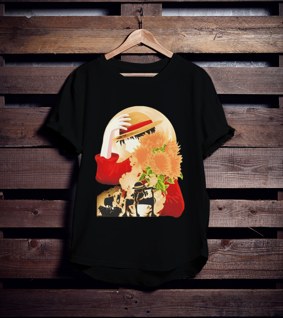Monkey D. Luffy Red Outfit Straw Hat Sunflower Pirate Adventure T-Shirt